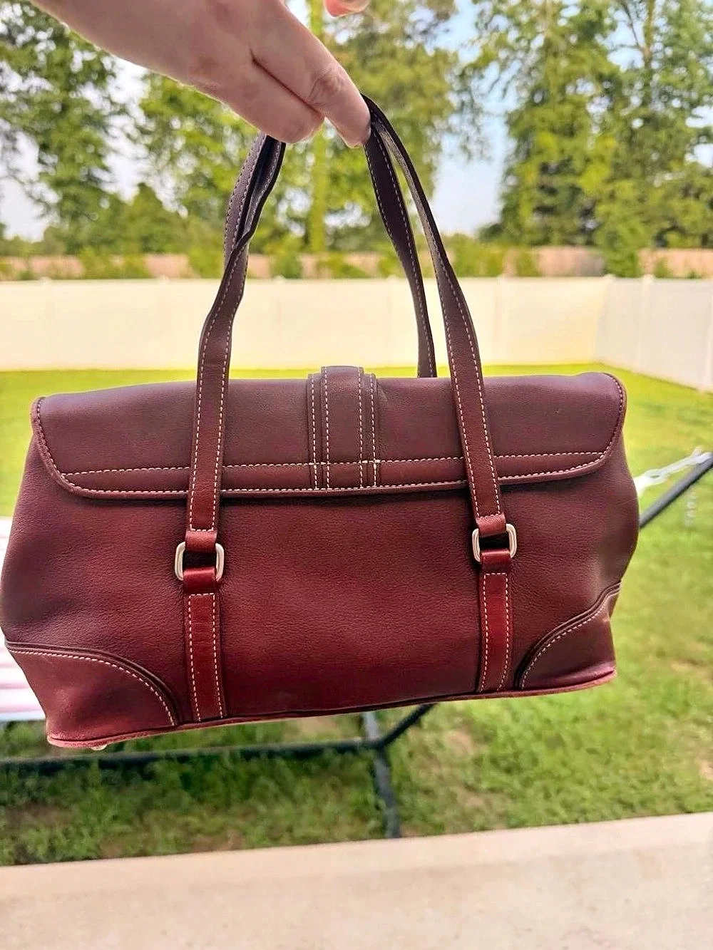 Coach Coach Soho Flap Buckle Tote Shoulder Bag Burgundy